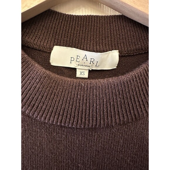Pearl by Lela Rose Brown Knit Sweater Dress Contrast Stripe Sleeves Size XS EUC - Picture 2 of 7